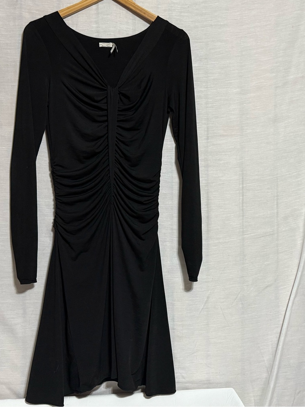 NWOT Leon Max Limited Edition Black Ruched Cocktail Midi Dress M